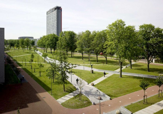Mekel Park and Library in the Campus of the Delft University of Techology by Mecanoo